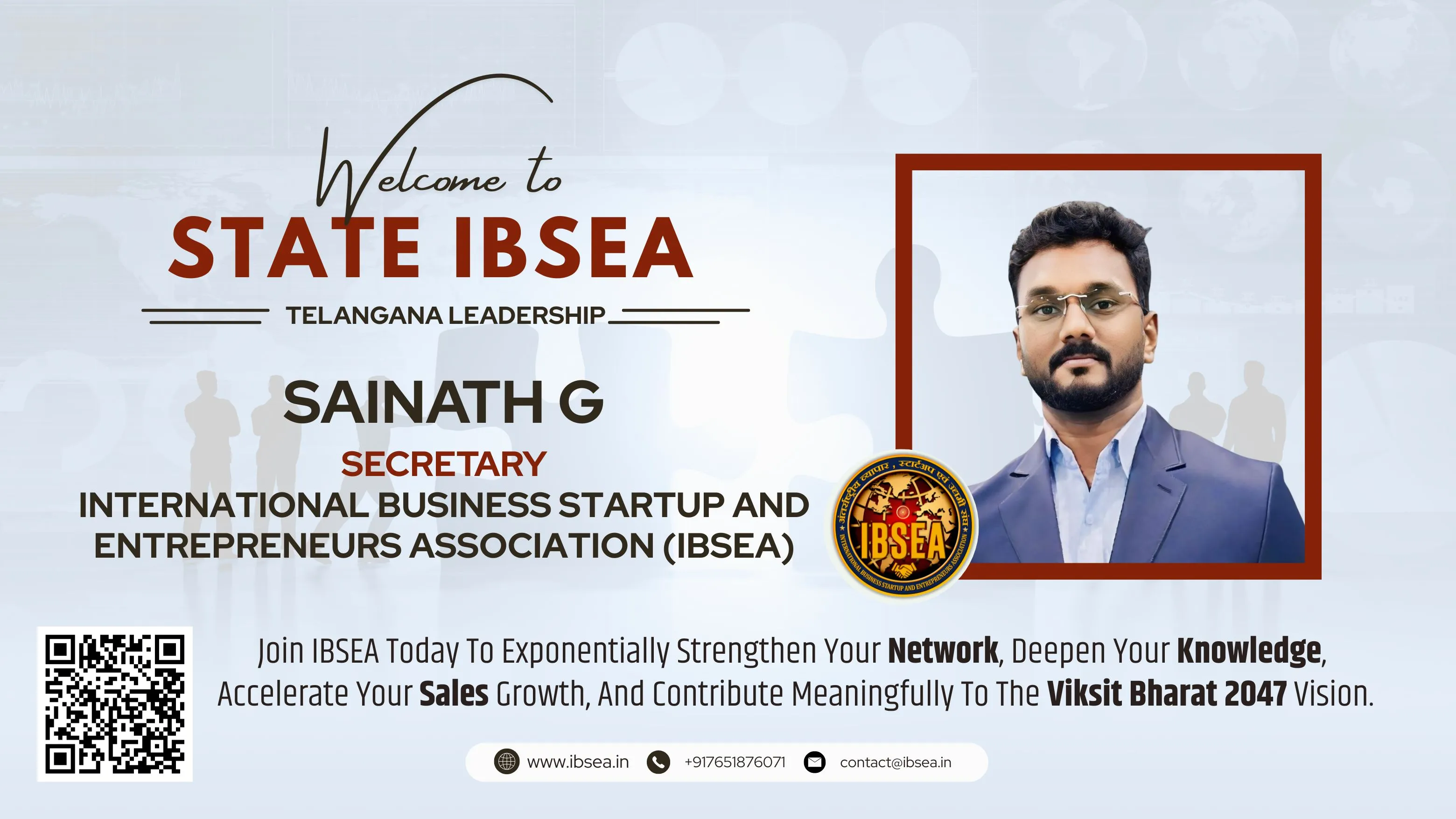 Sainath G Has Been Appointed As Secretary For IBSEA Telangana State.